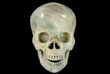 Realistic, Carved, White and Green Jade Skull #116295-1